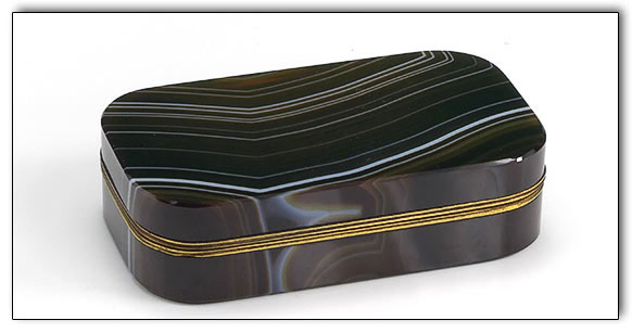 Beautiful Antique Banded Agate Snuff Box 
